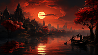 8ce74e3131d866ce Enchanted Castle and Gondola River Sunset HD Wallpaper by Laxmonaut